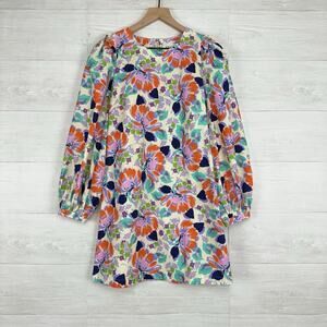 CECILIE COPENHAGEN Mirna Dress Size Small Mini Shift Floral Puff Sleeves Cottage